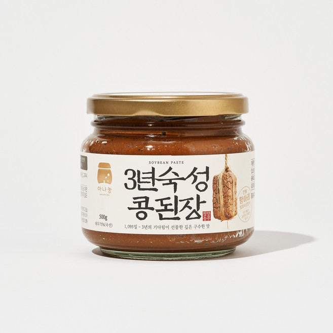 아나농 3년 숙성 콩 된장 / 청양 칠갑산 국산 재래식 한식 전통 된장, 500g, 1개