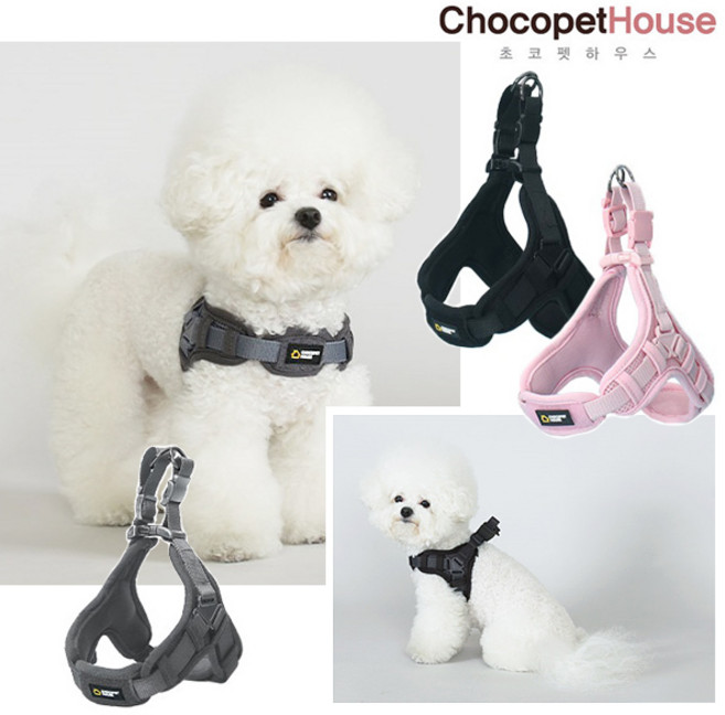 초코펫하우스 해피고 강아지 하네스 / 흉부압박zero (리드줄 별도), 블랙, 색상:블랙|사이즈:XL
