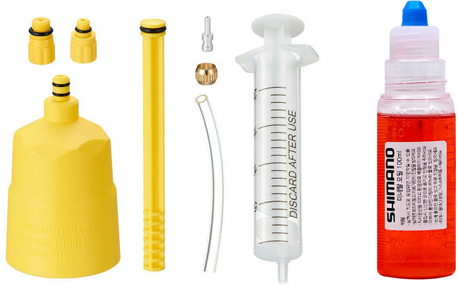 시마노 정품 유압식 디스크 브레이크 블리딩 미네랄 오일, 미네랄 오일 100ml + 실속형 블리딩키트 세트, 1개