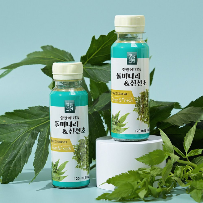 햇풀먹인 간에좋은 돌미나리 신선초 녹즙 착즙 클렌즈 그린 주스, 12개, 120ml