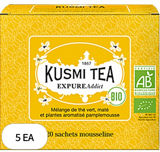 쿠스미티 유기농 엑스퓨레 애딕트 모슬린 티백, 2g, 20개입, 5개