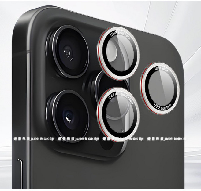 AR增透保護圈 滿版鏡頭保護貼 適用 iPhone 17 15 14 13 12 16 Pro Max, 1個, AR增透-康寧鏡頭膜-銀+紅(單顆),12/12Pro/12mini