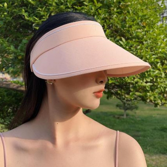 긍정샵 여성용 심플 와이드 썬캡 봄 여름 골프 테니스 스포츠 모자