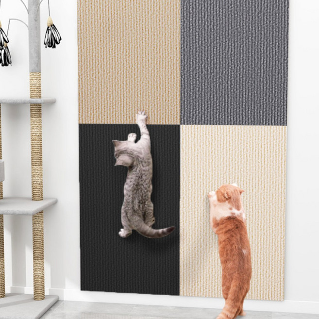 부착식 수직스크래처 고양이스크래쳐 장난감 모듈 매트 슬림, 1개, 베이지