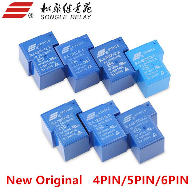 1Pcs 전원 릴레이 SLA-05VDC-SL-A SLA-12VDC-SL-A SLA-24VDC-SL-A -C T90 30A 4/5/6PIN 5V 12V 24V 48V 시간 릴레이, SLA-05VDC-SL-A 4PIN, 1개