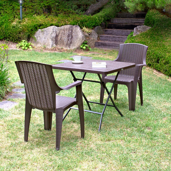 아르망 800 사각 모니카 2개 야외 테이블 세트, 브라운