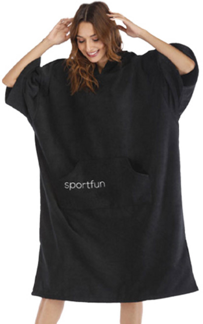 지스터프 비치웨어 물놀이 후드 판초타월, 1개, 블랙