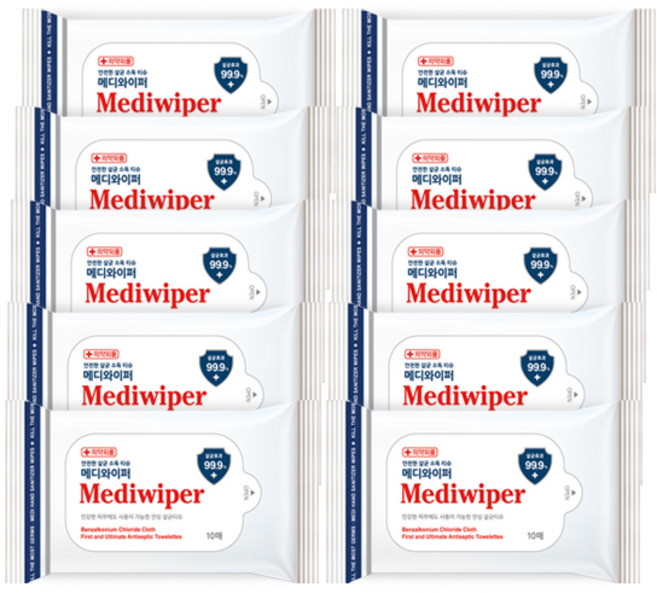 메디와이퍼 손소독 티슈 휴대형, 10매입, 10개