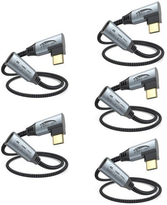 0.9m(3피트) USBC 연장 케이블 5팩 USB C 익스텐더 충전 및 데이터 모니터 비디오 (100W 10Gbps 4K&2K@144Hz) 3.2 Gen2 Type-C, 3피트, 1, 다양한 색상.