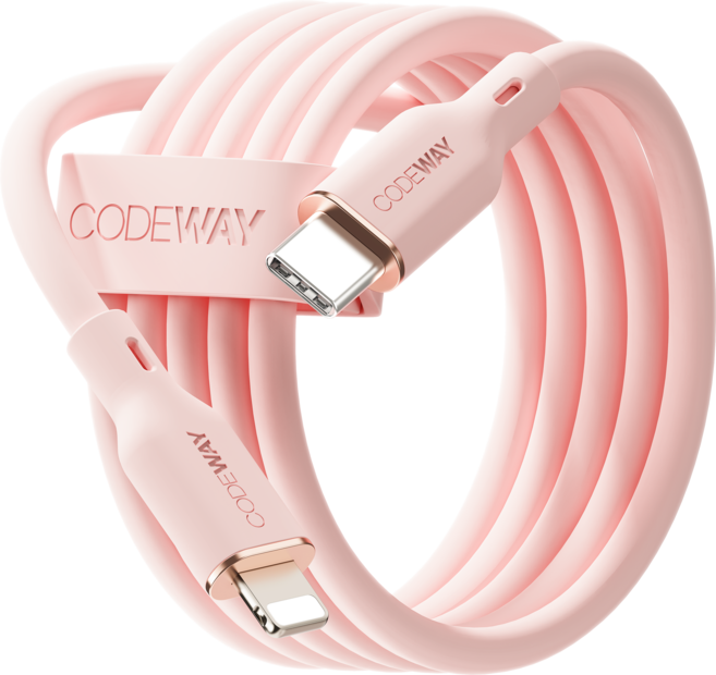 코드웨이 팔레트 아이폰 C타입 to 라이트닝 8핀 고속 충전케이블, 멜로우 핑크, 2m, 1개