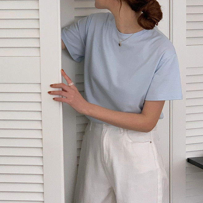 엘리즈데이 에어리 모달 여성 반팔 티셔츠 라운드넥 기본 무지 이너웨어