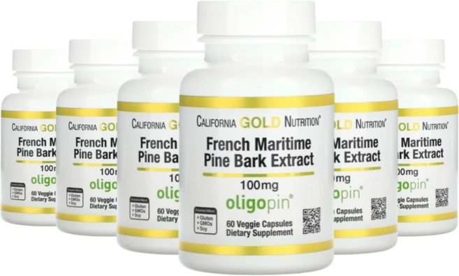 1+1+1 CGN 캘리포니아골드뉴트리션 프랑스 해송 껍질 추출물 올리고핀 폴리페놀 100mg French Maritime Pine Bark Extract 베지캡슐 60정, 6개 - 쿠팡