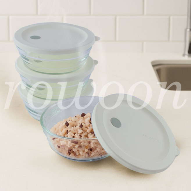 글라스락 스팀볼 원형 310ml 4조 세트 냉동밥 밥보관 즉석밥 찬밥 남은밥 전자렌지용기, 4개