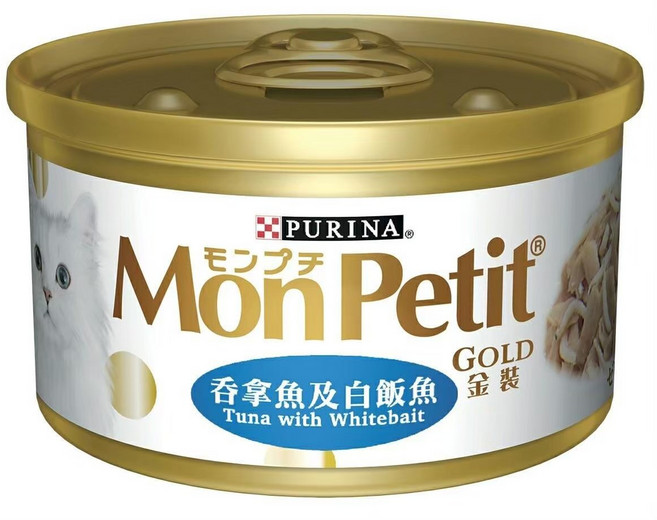 MonPetit 貓倍麗貓罐頭24罐組 多種口味一次滿足, 1箱, 【嚴選金罐】鮮嫩鮪魚銀魚,超取限一箱, 85g, 鮪魚