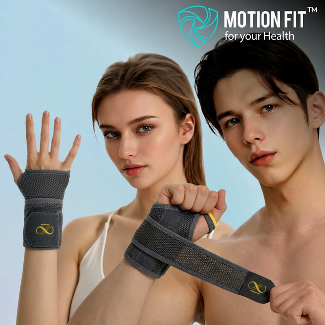 모션핏 프로 손목보호대 아대 밴드 건초염 터널증후군 골프 테니스 헬스 운동 모션핏, 그레이, 2개