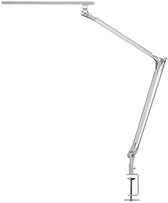 UPLIFTDESK E7 LED 클램프 데스크 램프 조절식 3색 모드 딤머블 블랙 아키텍트 조명 스탠딩 홈오피스 듀얼모니터, 단일 실버 클램프 전용 1개