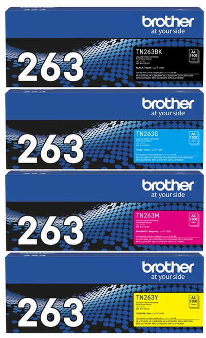 BROTHER TN-263BK 原廠標準容量黑色碳粉匣, 1個, TN-263 原廠標準容量-四色組