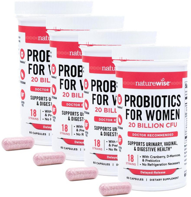 네이처와이즈 여성 프로바이오틱스 200억 CFU 유산균 NatureWise Women Probiotics, 4개, 60정