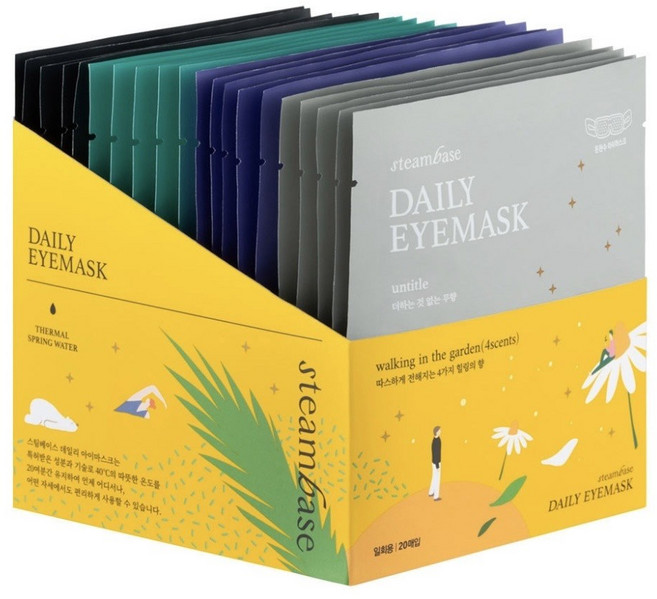 [스팀베이스] 온열 아이마스크 20매입 혼합향 눈 피로완화 수면 유도 무향 포함, 20개