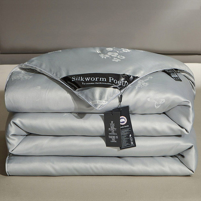 천연 100% 뽕나무 실크 이불 수제 진짜 실크 이불 봄 가을 이불 두꺼운 겨울 따뜻한 이불 가정 호텔 담요, 3. Gray / M. 220x240cm 5.0kg, 220x240cm 5.0kg, 1개
