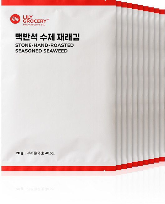 릴리그로서리 맥반석 수제 재래김 조미김 구운 전장김, 20g, 10개
