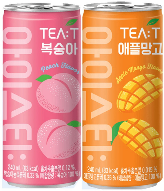 아이스티 240ml (복숭아(30캔)+애플망고(30캔), 60개