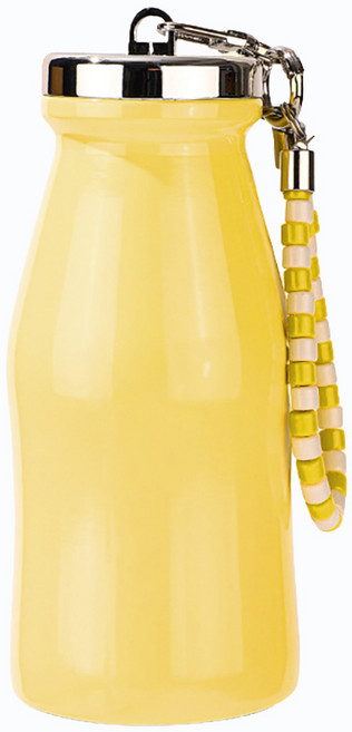 나인나 316스테인리스 비즈 키링 감성 미니 텀블러 보온 보냉 작은 보온병l, 1개, 280ml, 옐로우