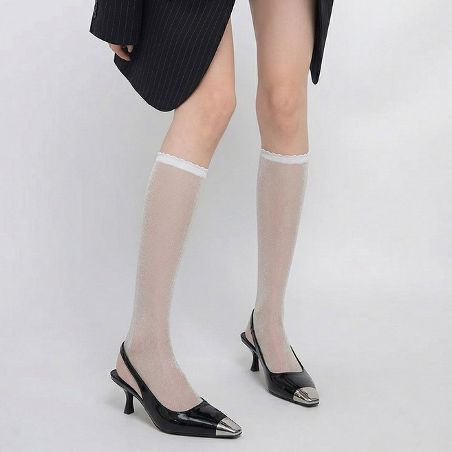 여성 글리터 시스루 여름 스타킹 니삭스 펄 롱양말 무릎양말 반짝이 패션 삭스 양말