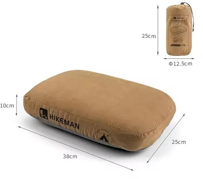 야외 캠핑 메모리 폼 여행 경추 베개 휴대용 점심 휴식, Brown, 1개