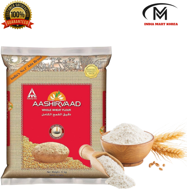 AASHIRWAD WHOLE WHEAT FLOUR 통 밀가루 5KG 1개