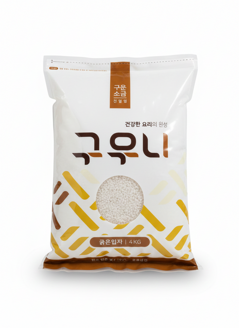 국산 구운천일염 굵은입자 4kg 비닐 식당 가정용 꽃소금 죽염대용 절임용 구이용 한식 중식 일식 양식, 1개