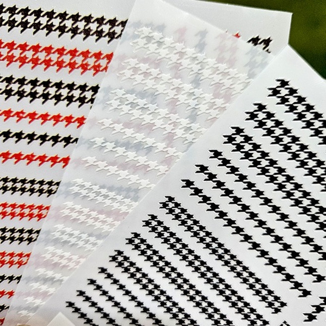 네일스티커 하운드 체크 스티커 3종택1, 블랙, 1개