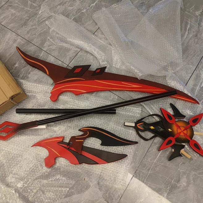 原神 僕人 阿蕾奇諾 cos道具 武器 鐮刀 長矛 赤月之形 專武 180cm, 如圖所示, 1個