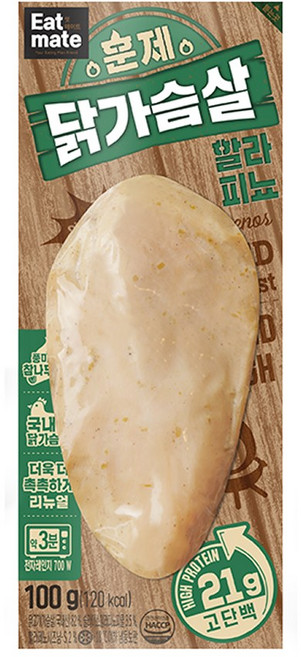 [랭킹닭컴] 잇메이트 훈제 닭가슴살 할라피뇨맛 100gx15팩(1.5kg), 15개, 100g