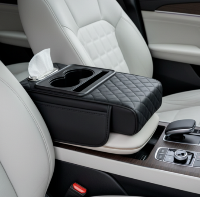 헤인느 차량용 콘솔 쿠션 자동차 팔걸이 쿠션, 1개, 블랙