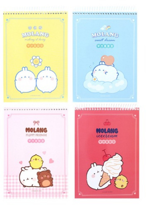 몰랑무선종합장60매 줄없는두꺼운캐릭터연습장 무지노트 스프링공책