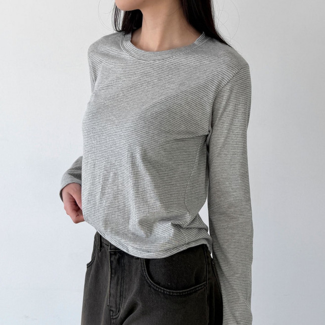 다미타니 국내제작 기본 스트라이프 긴팔 티셔츠 OCZ0895