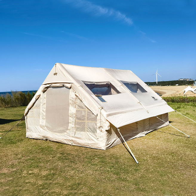 아이순스 에어텐트 캠핑텐트 원터치텐트 감성 글램핑 텐트 가족텐트 거실형, 베이지, 5-6인용, 옥스퍼드 재질 천창 모델 12