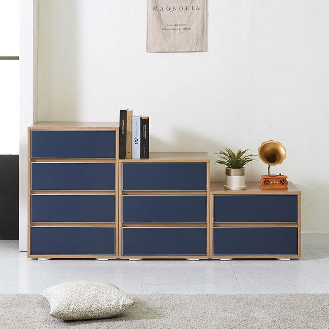 수디자인가구 파노라마 미니 서랍장 협탁 틈새 슬림 작은 아이방 옷 2단 3단 4단 8칼라, A.2단서랍장, 오크네이비