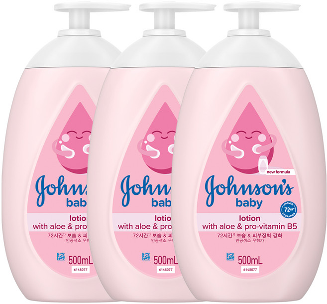 존슨즈 베이비 로션 핑크, 500ml, 3개