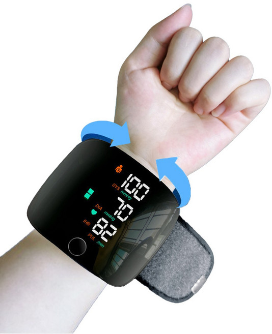 휴대용 가정용혈압측정기 충전식 원터치 스마트LED 디스플레이 손목형 자동전자 혈압계, 1세트, SJ0592