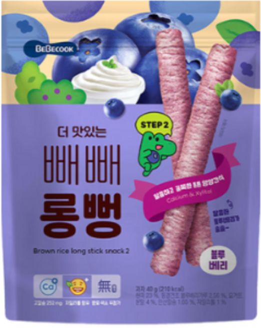 베베쿡 처음먹는 빼빼롱뻥 자색고구마 30g, 블루베리, 16개