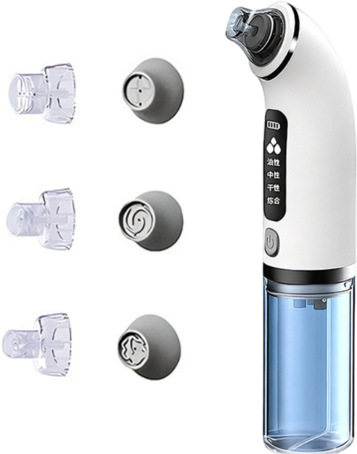 레몬 피지제거기 모공 청소 블랙헤드 제거 워터 필링 전동 얼굴 클렌저 홈케어, 화이트, XQP001