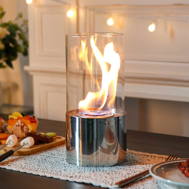 JHYDESIGN 불멍 미니화로 난로 불무드 에탄올램프 26cm, 1개, 은색