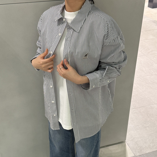 [국내정식매장] 캉골 티셔츠 Kangol 에센셜 스트라이프 셔츠 7074 차콜