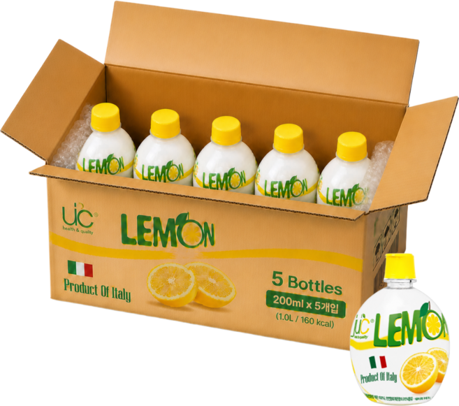 이탈리아몽 5배농축 레몬 농축액 이탈리아 프리미엄 레몬즙, 5개, 200ml