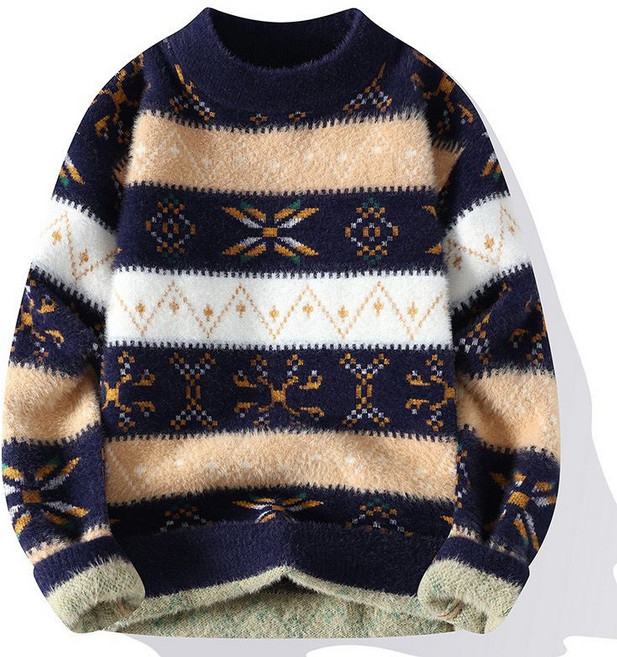 COSYEVNO 남자 스웨터 겨울라운드 퀼팅 스타일 캐주얼 기모 긴팔 상의 CXJmy-16