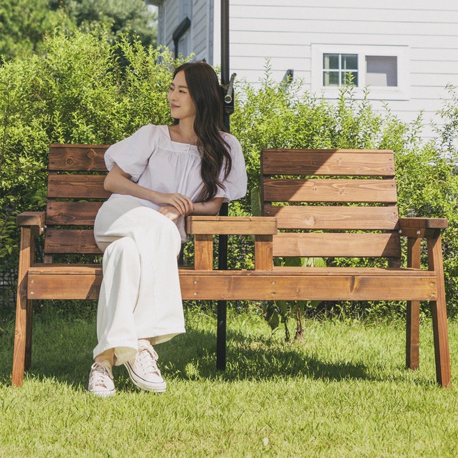 엉클트리 100% 통원목 야외 더블체어 벤치 (강력 볼트체결 구조), 더블체어 무도색