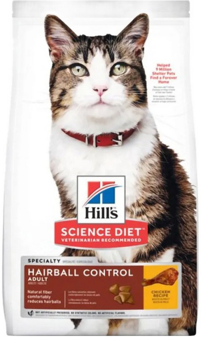 Hill's 希爾思 SCIENCE DIET 成貓 毛球控制特調食譜 乾糧, 雞肉, 7kg, 1袋