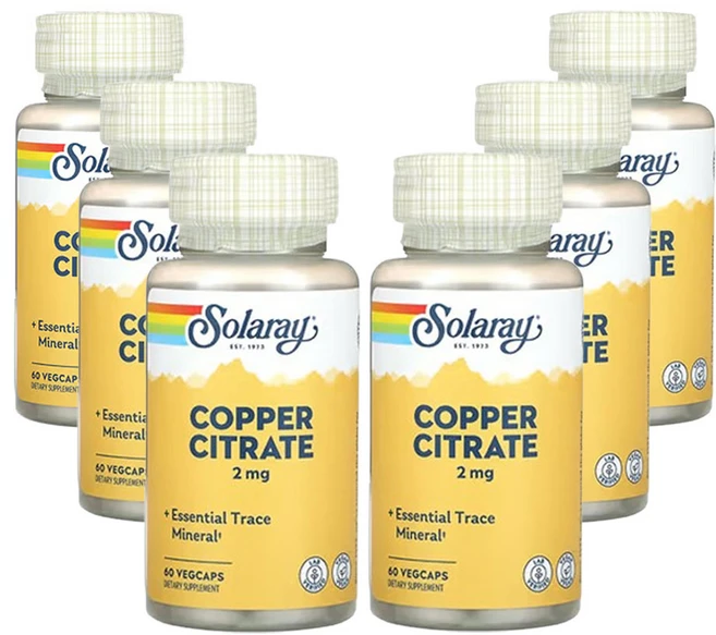 솔라레이 구리 시트레이트 2mg 60베지캡슐, 6개, 60정 - 쿠팡